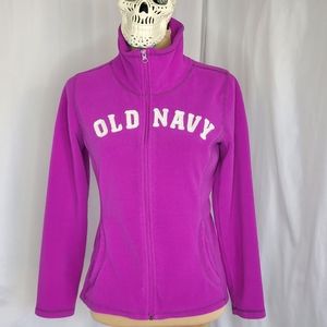 ♧ Old Navy Logo Purple Full Zip Fleece Track Jacket Size Medium